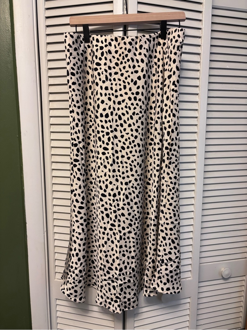 Black & Cream Dalmatian Print Midi Skirt